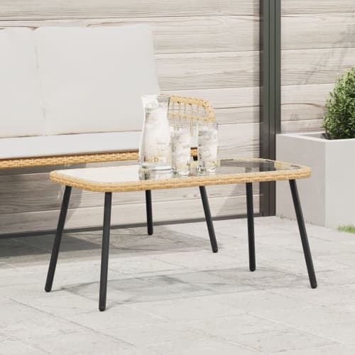 Kaffe Bord Naturligt 90x45x43 cm Poly Rattan