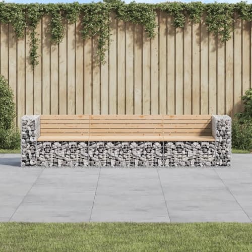 Trädgårdsbänk gabiondesign 287x71x65,5 cm massiv furu