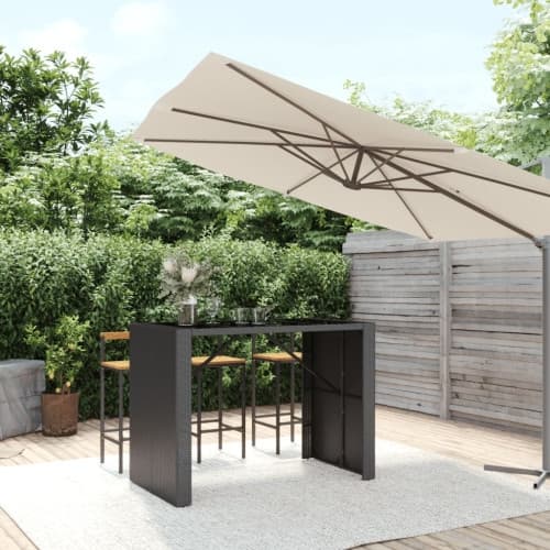 Barbord med glasskiva svart 145x80x110 cm konstrotting