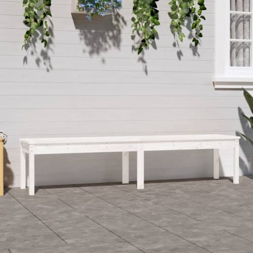Trädgårdsbänk 2-sits vit 203,5x44x45 cm massiv furu