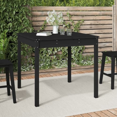 Trädgårdsbord svart 82,5x82,5x76 cm massiv furu