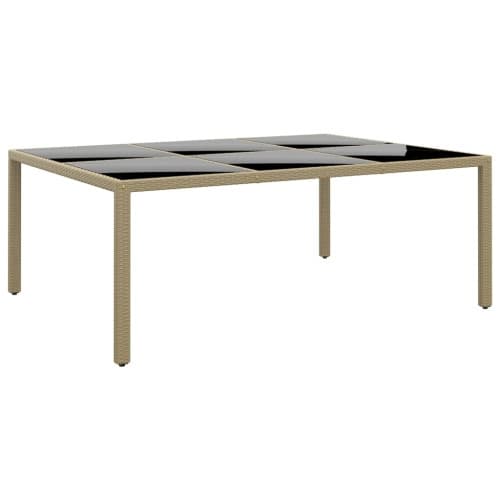 Utebord 200x150x75 cm härdat glas och konstrotting beige