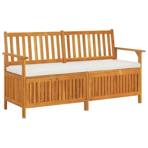 Förvaringsbänk med dyna 148 cm massivt akaciaträ