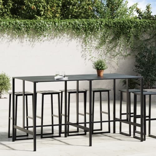 Barbord svart 200x100x110 cm pulverlackerat stål
