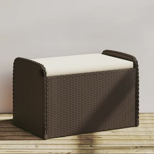 Förvaringsbänk med dyna brun 80x51x52 cm konstrotting