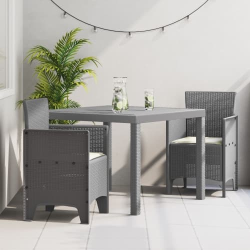 3 Delars Trädgårds matsalsset med kuddar Ljusgrå Poly Rattan