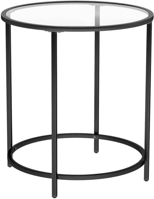 Rundtblad - OSKAR - LGT020B01 - Svart - Härdat glas - Pulverlackerad stål