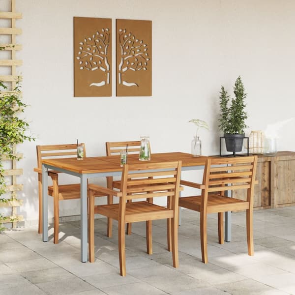 Trädgårdsbord 150x90x75 cm i solitt akaciaträ och metall