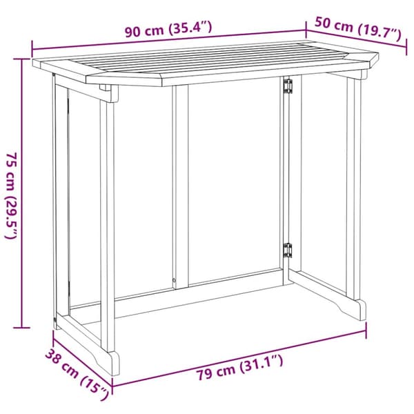 Cafébord 90x50x75 cm massivt akaciaträ
