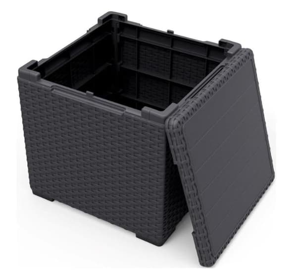 Keter Vigo Coffertabell med Extra Förvaringsfunktion 37x37x37cm Förvaringslåda, Grafit