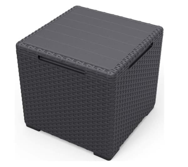 Keter Vigo Coffertabell med Extra Förvaringsfunktion 37x37x37cm Förvaringslåda, Grafit