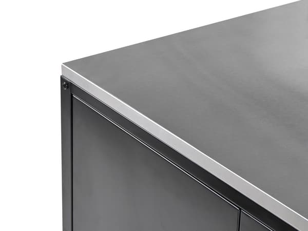 Udendørs køkkenskab i sort rustfrit stål med 3 døre og top Havekøkken