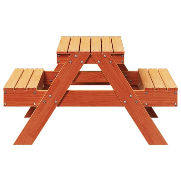 Picknickbord för barn vaxad brun 88x97x52 cm massiv furu