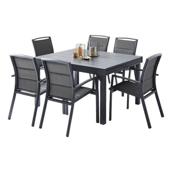 Trädgårdsmöbler Set Modulo T 6 / 10 + F 6 Full Alu Grå Wilsa Garden