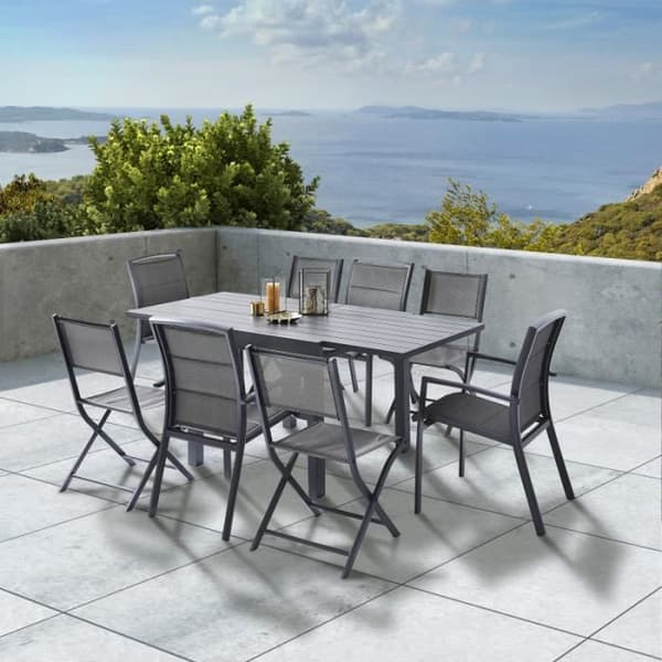 Trädgårdsmöbelset Modulo T 4 / 8 + F 4 + C 4 Alu Grå Wilsa Garden