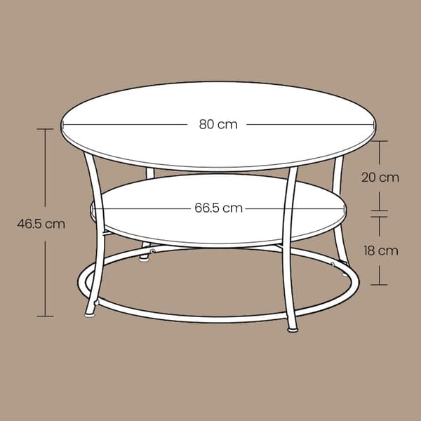 Ronde salontafel, salontafel met plank, woonkamertafel