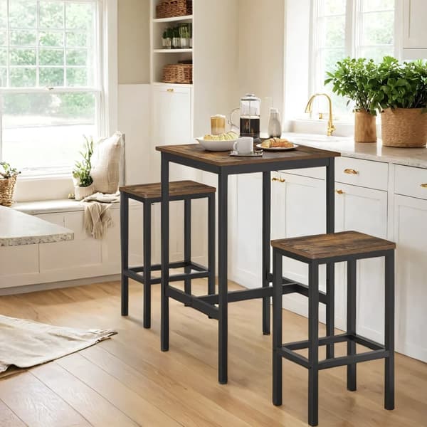 Eettafel met 2 stoelen, bartafel met barkruk, voor eetkamer