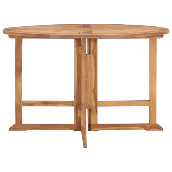 Hopfällbart matbord för trädgården Ø110x75 cm massiv teak
