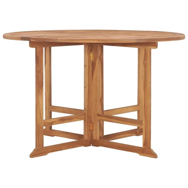 Hopfällbart matbord för trädgården Ø110x75 cm massiv teak