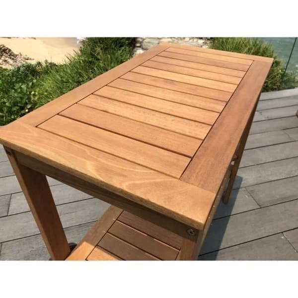 Trädgårdsvagn på hjul i FSC eukalyptusträ - 93 x 49 x 74 cm - Med flaskhållare