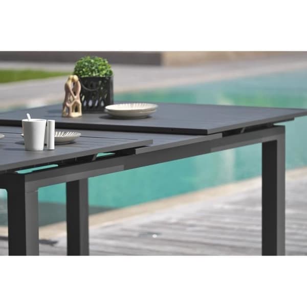 Rektangulär förlängningsbar trädgårdsbord - Grafitgrå - Aluminium - 10 personer - 180/240 x 100 cm - MIAMI - DCB GARDEN
