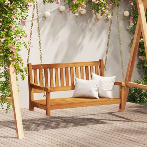 2-sits Trädgårdsbänk med gungor 110x56x58 cm Solid trä Akacia