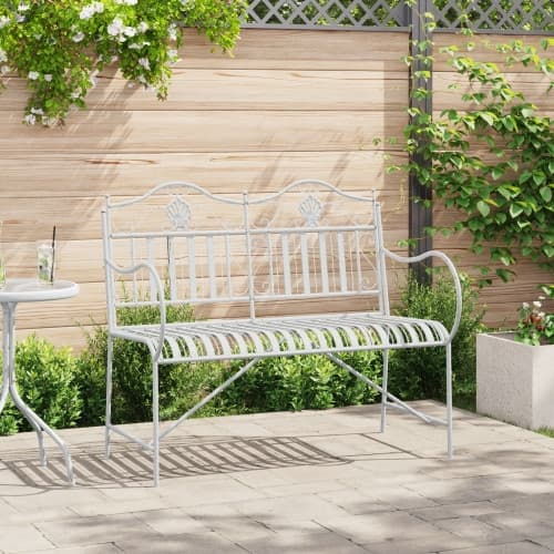 Bänk Vit Metall 103,5 x 59 x 89 cm Hållbar Utomhusbänk