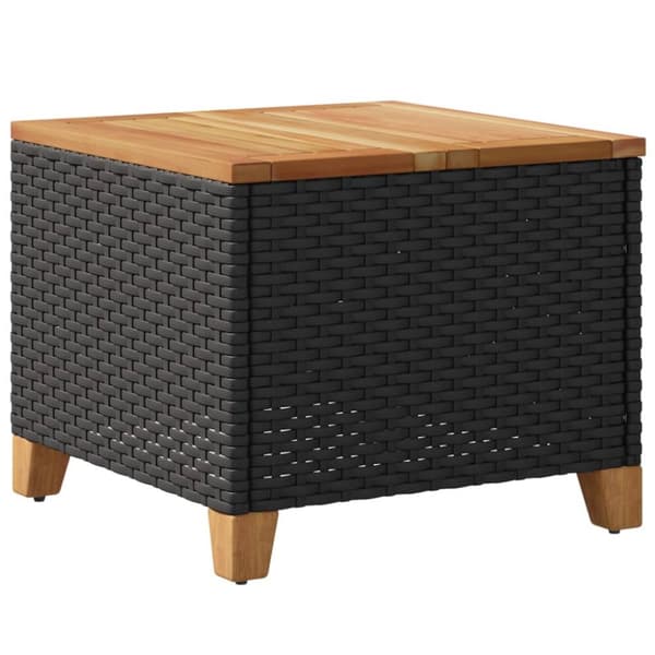 Trädgårdsbord svart 45x45x37 cm konstrotting akaciaträ