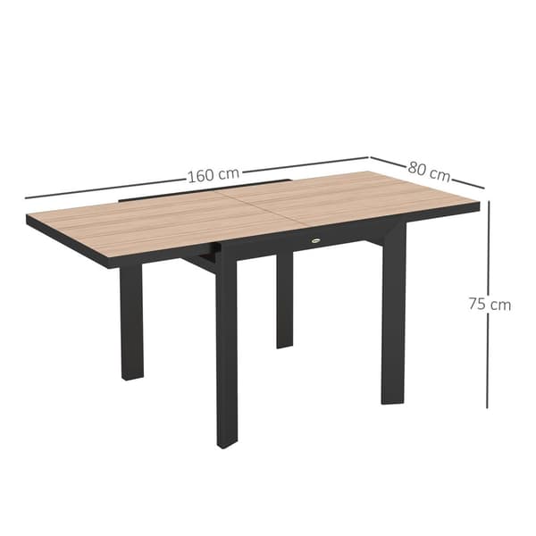 Rootz utdragbart trädgårdsbord - utomhus matbord - balkongbord - väderbeständig - 80/160 x 80 x 75 cm