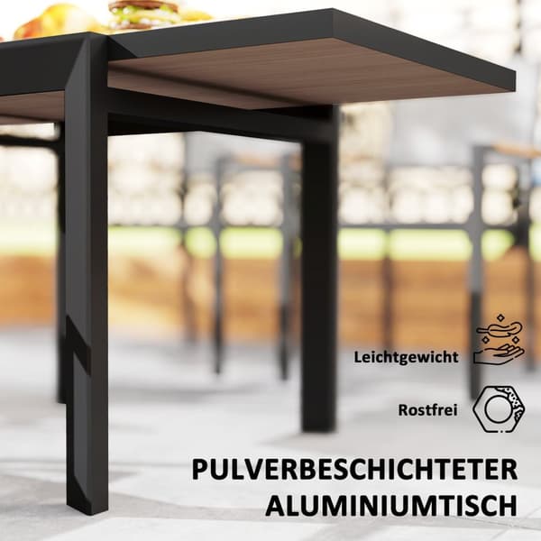 Rootz utdragbart trädgårdsbord - utomhus matbord - balkongbord - väderbeständig - 80/160 x 80 x 75 cm