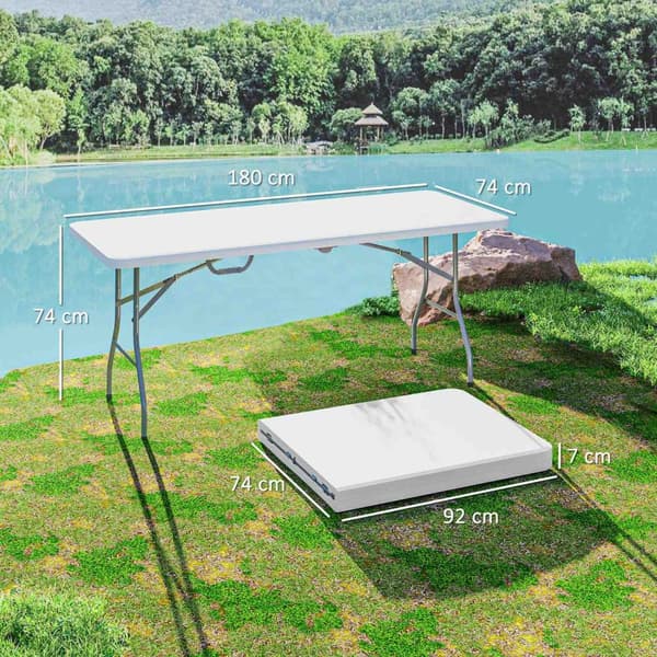 Rootz Folding Camping Table - Foldbar Picnic Table - Portable Outdoors Table - Hållbar design - 180 cm x 74 cm x 74 cm