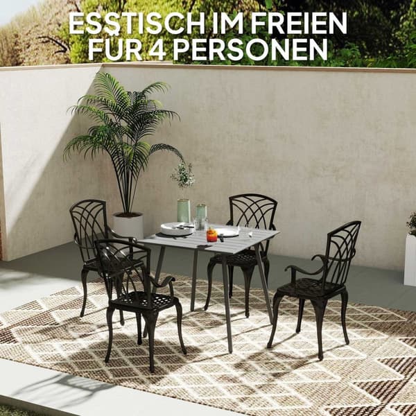 Rootz Garden Bord - Udendørs spisebord - Patio Bord - Rust Resistent - Let at rengøre - 80 cm x 80 cm x 74 cm