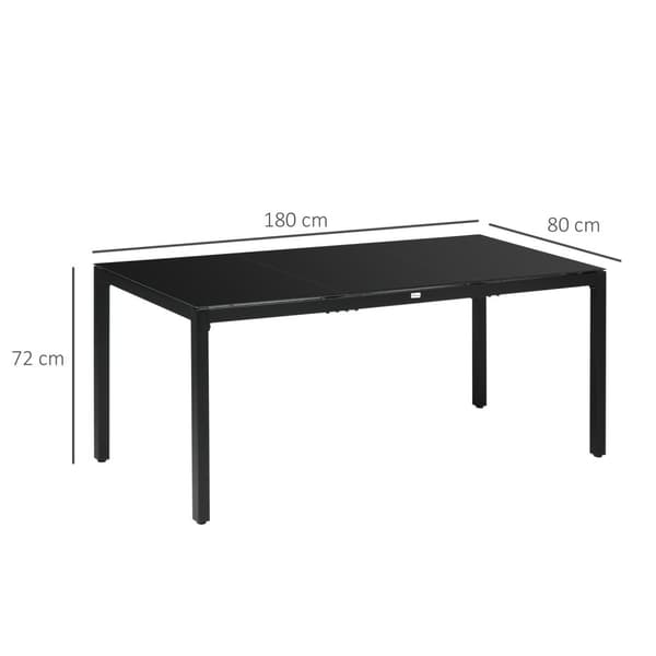 Rootzin puutarhapöytä - ruokapöytä - terassipöytä - pitää 8 ihmistä - tyylikäs ja kestävä - 180cm x 80 cm x 72cm - musta