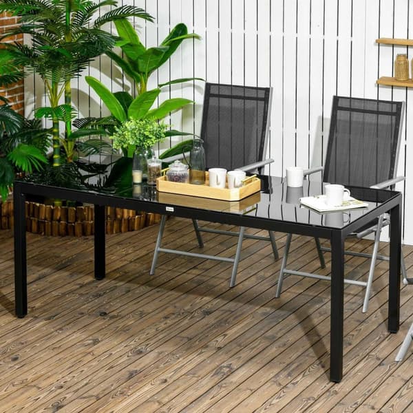 Rootzin puutarhapöytä - ruokapöytä - terassipöytä - pitää 8 ihmistä - tyylikäs ja kestävä - 180cm x 80 cm x 72cm - musta