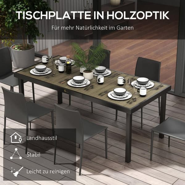 Rootzin puutarhapöytä 8 - ulkona oleskelutila - Patio -pöytä - Sääkestävä - 190 x 90 x 74 cm