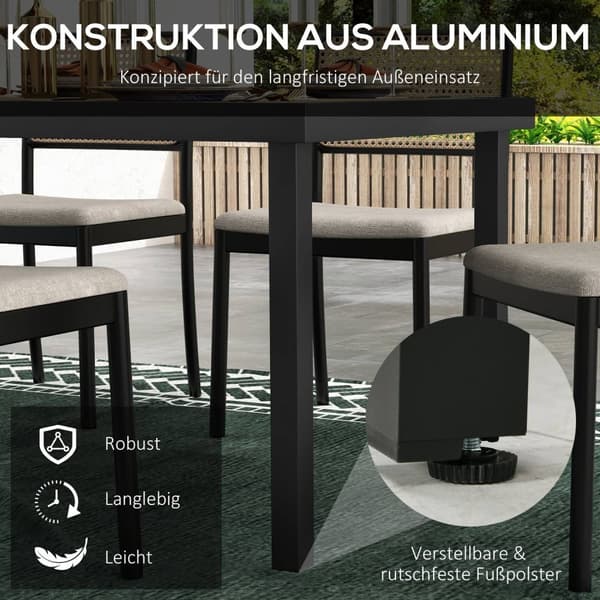 Rootzin puutarhapöytä 8 - ulkona oleskelutila - Patio -pöytä - Sääkestävä - 190 x 90 x 74 cm