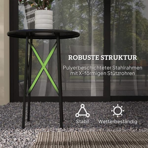 Rootz Garden Table - Terrace Table - Bistrot Table - Vejrbestandigt stål - Ø40cm x 50 cm - Blomsterdesign - Stabile & Justerbare fødder - Indendørs og