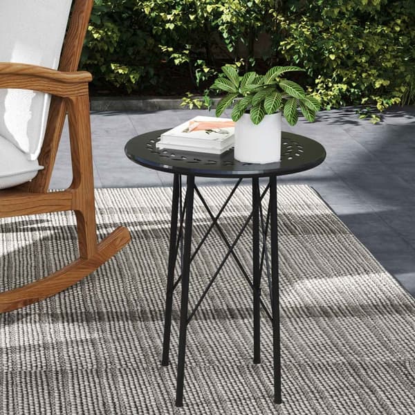Rootz Garden Table - Terrace Table - Bistrot Table - Vejrbestandigt stål - Ø40cm x 50 cm - Blomsterdesign - Stabile & Justerbare fødder - Indendørs og