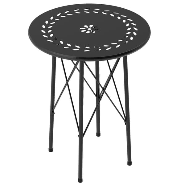 Rootz Garden Table - Terrace Table - Bistrot Table - Weatherproof Steel - Ø40cm x 50cm - blommig design - Stabila och justerbara fötter - Inomhus och