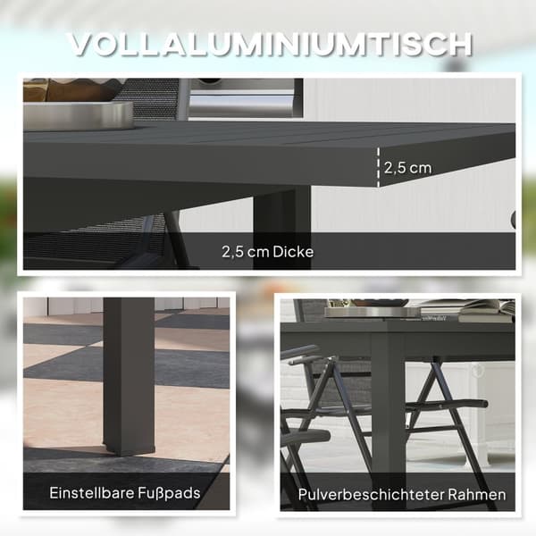 Rootz Garden Bord - Udendørs bord - Udvideligt bord - Vejrbestandig design - 160/220L x 90W x 73H cm