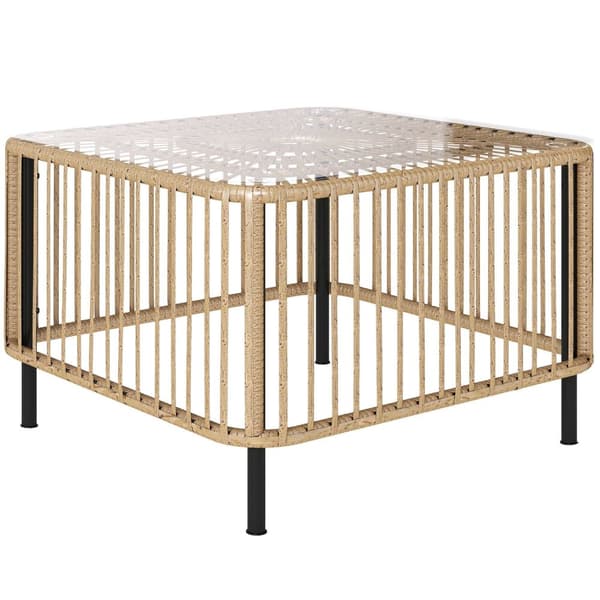 Rootz Poly Rattan Garden Table - Väderbeständig sidobord - Kvadratisk tabell - Hållbar design - 65 cm x 65 cm x 43 cm