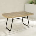 Miniatyrbild 3 av 10: Rootz Poly Rattan Garden Table - UV -resistent sidobord - utomhus soffbord - Elegant glasskiva - 90 x 50 x 45 cm