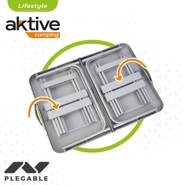 Aktive - 62643 - Fällbart campingbord med 2 pallar, aluminium, 2 personer