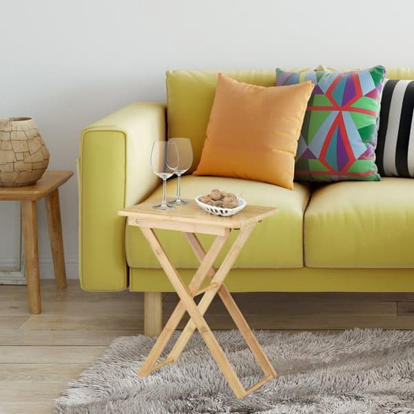 Relaxdays Fällbord i bambu, rektangulär trädgårdsbord för balkong eller terrass HxlxB: 52 x 40 x 31 cm, naturell
