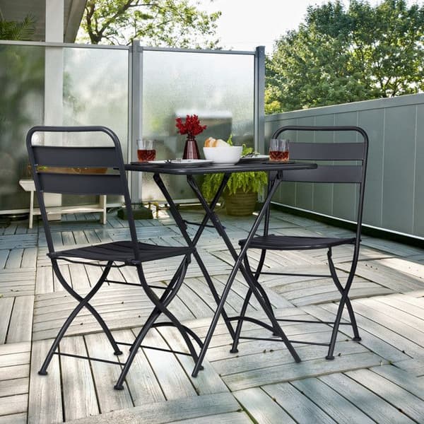 Relaxdays Fällbart balkongbord, trädgårdsbord, kvadratiskt, HxlxP 74 x 59 x 59 cm, väderbeständigt, stål, anthracite
