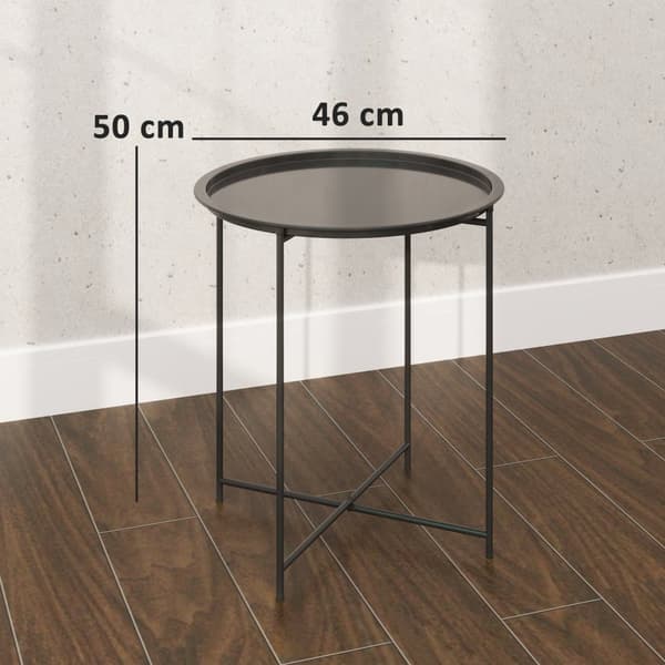 Sidebord, Ø46x50 cm, Sort