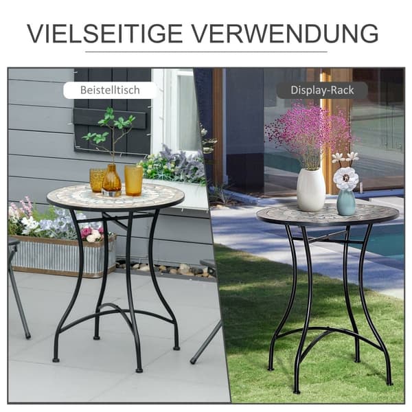 Trädgårdsbord, Ø60x71 cm, Orange och Vit