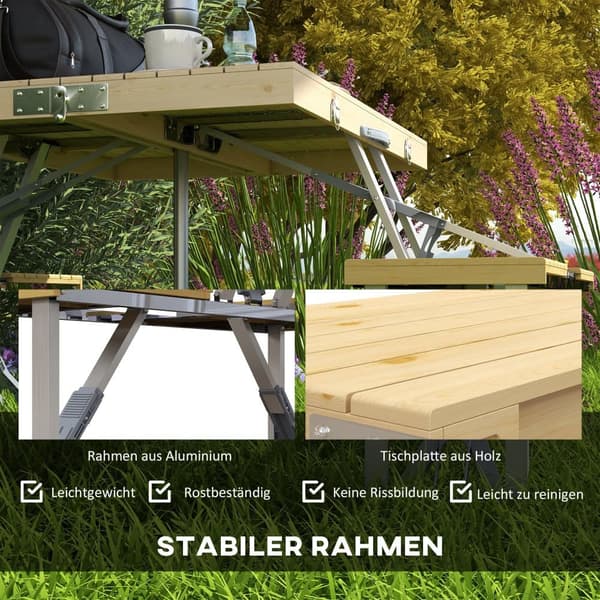 Hopfällbart picknickbord, 86x72.5x67 cm, Naturträ