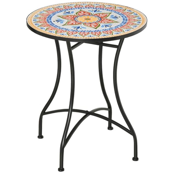 Trädgårdsbord, Ø60 cm, Ø60x71 cm, Röd+Blå+Vit+Svart