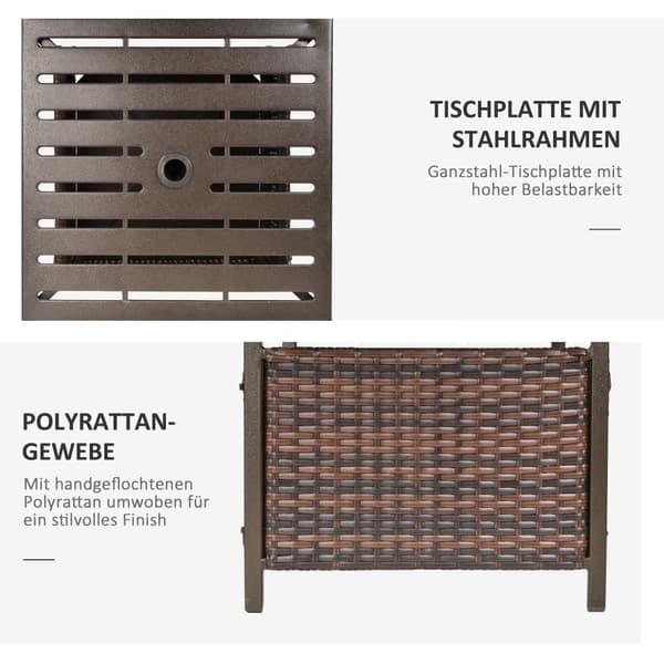 Puutarhapöytä, rottinkipöytä, 55,5x55,5x46 cm, ruskea